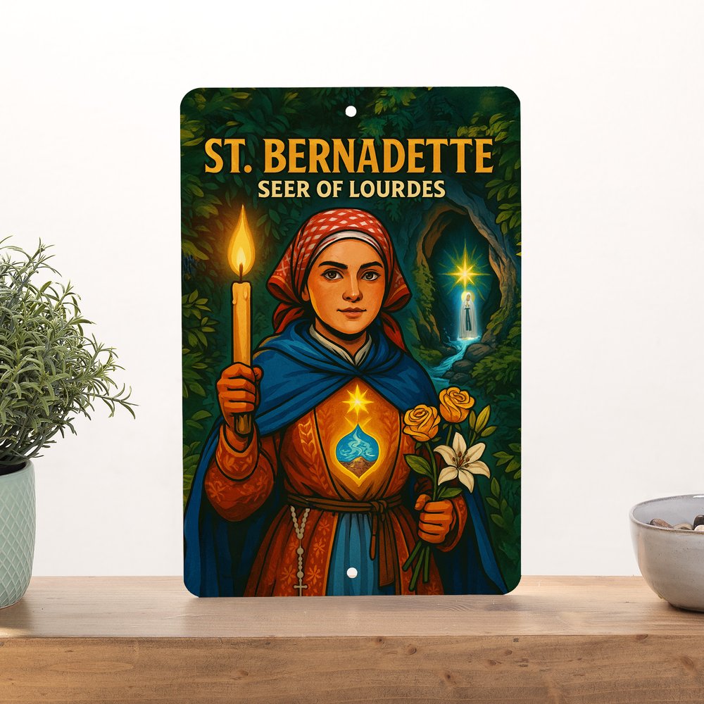 St. Bernadette Superhero Tin Sign