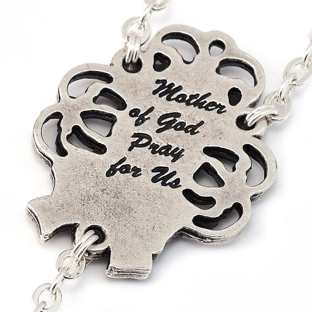 Mary's Motherly Love Turquoise & Silver Rosary