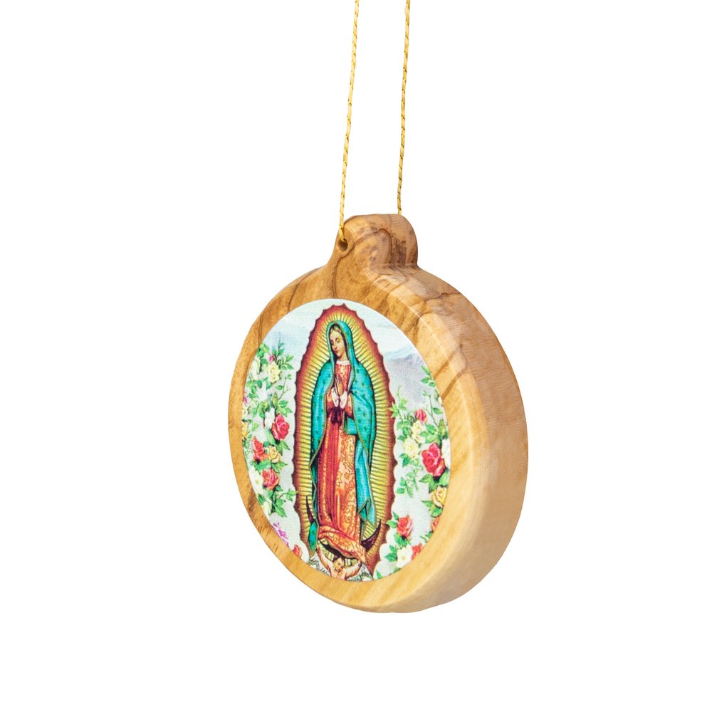 Thick Cut Olive Wood Our Lady Of Guadalupe Ornament