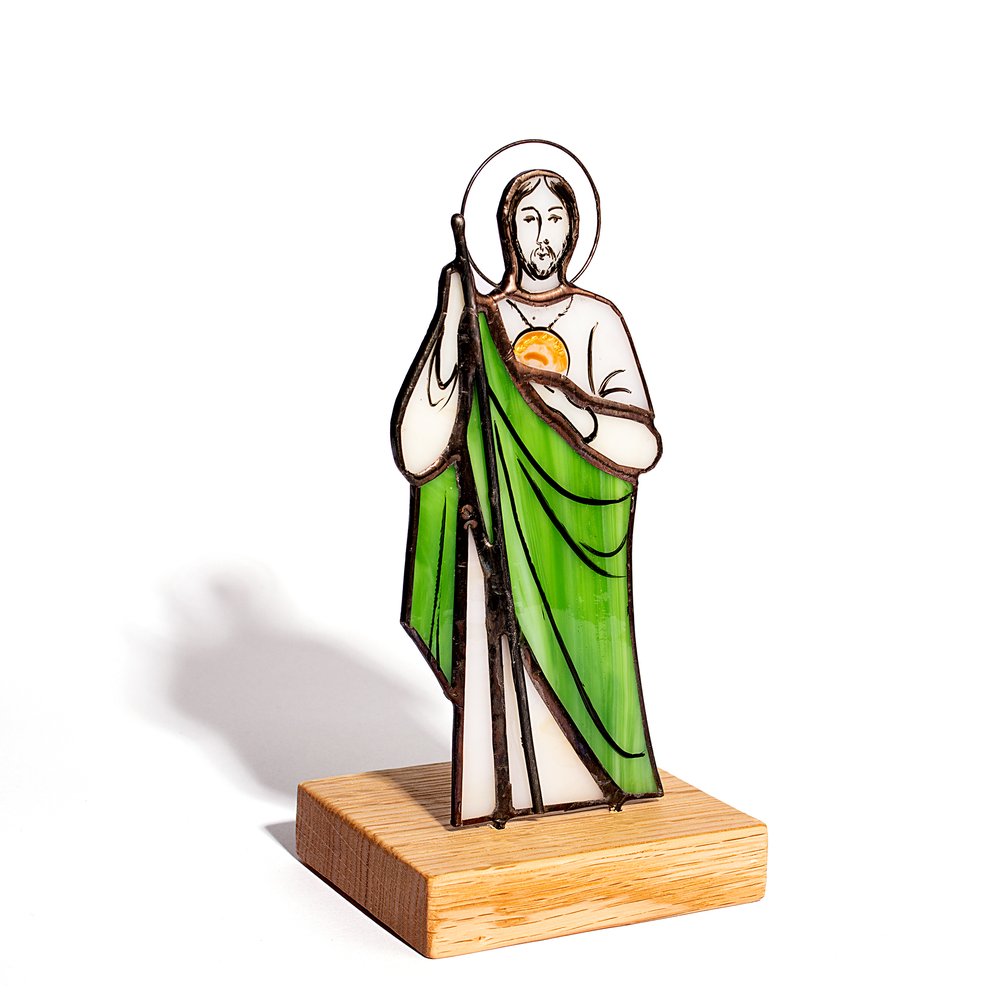 Handcrafted St. Jude Apostle Stained Glass Standing Plaque