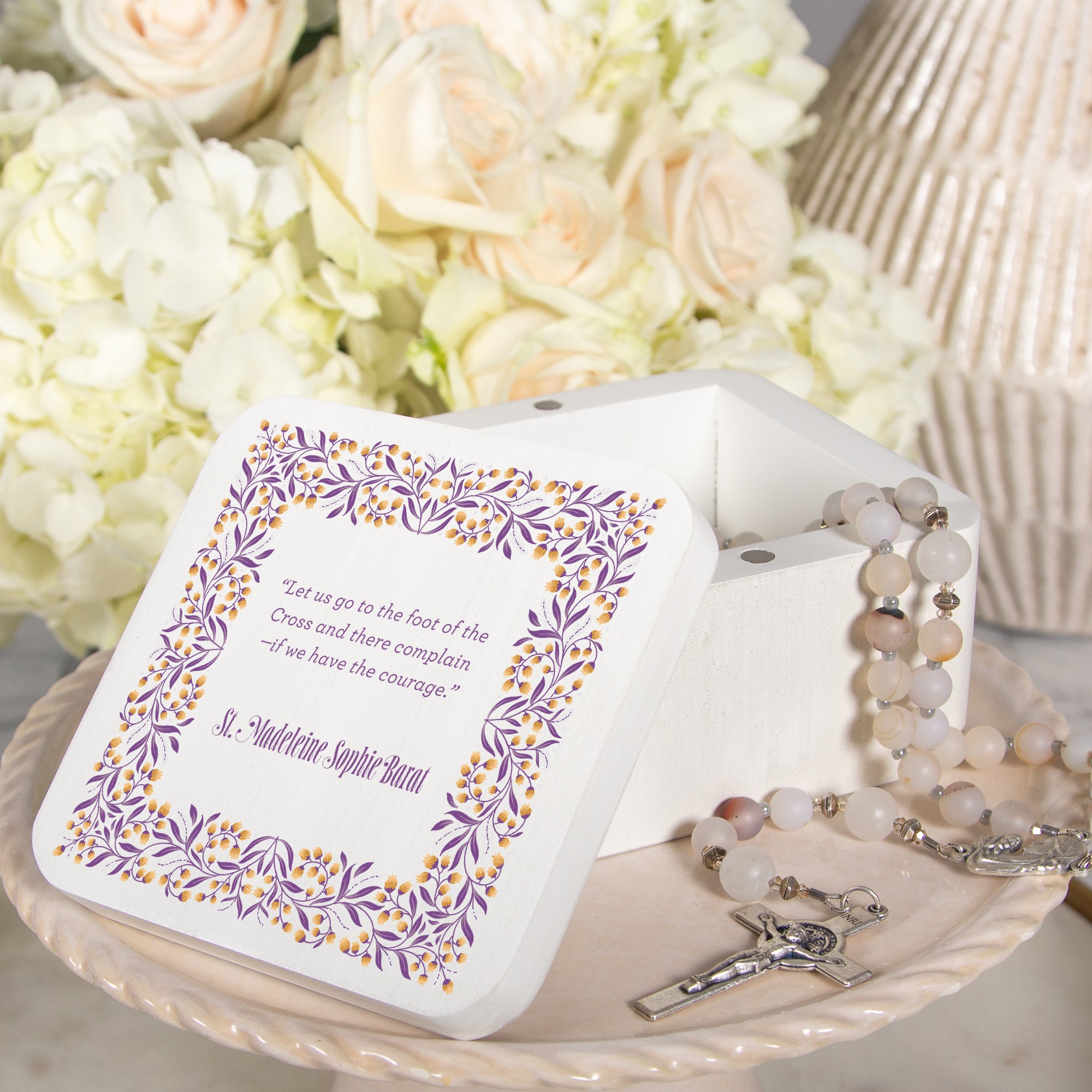 St. Madeline Sophie Barat Foot of the Cross Rosary Keepsake Box