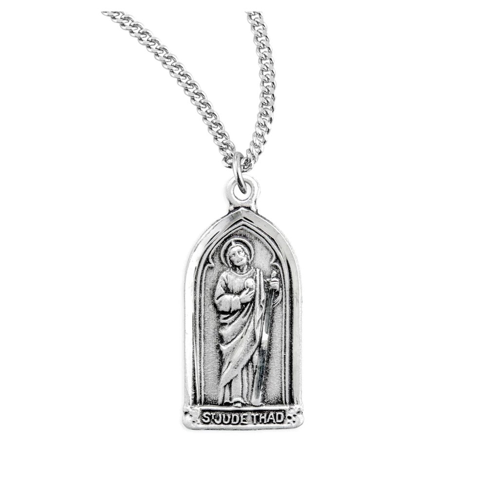 Sterling Silver St. Jude Thaddeus Arched Medal Necklace