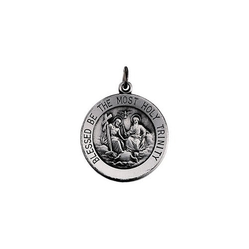 Sterling Silver 18.25mm Round Holy Trinity Medal