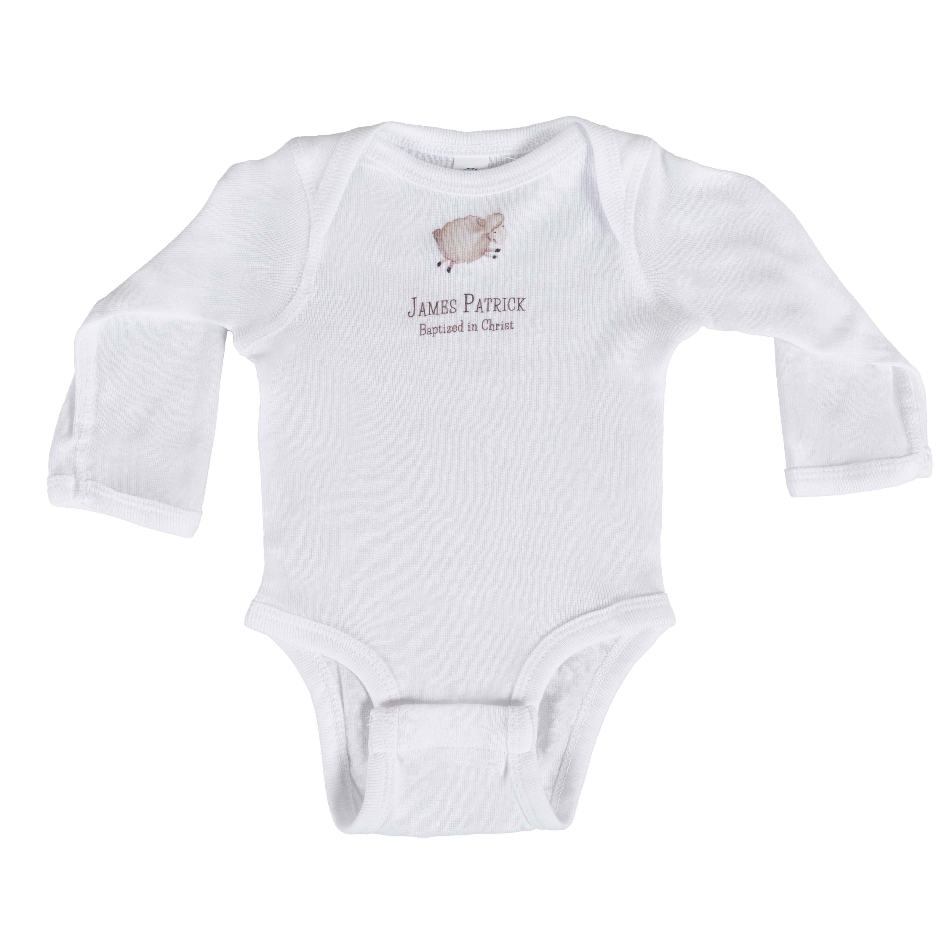 Personalized New Little Lamb Baptism Onesie - Long Sleeve