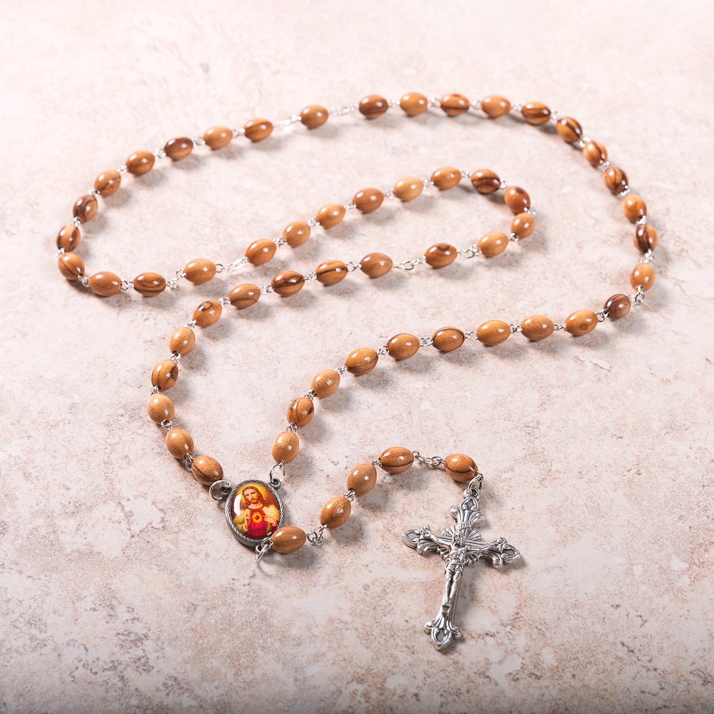 Holy Land Sacred Heart of Jesus Olive Wood Rosary
