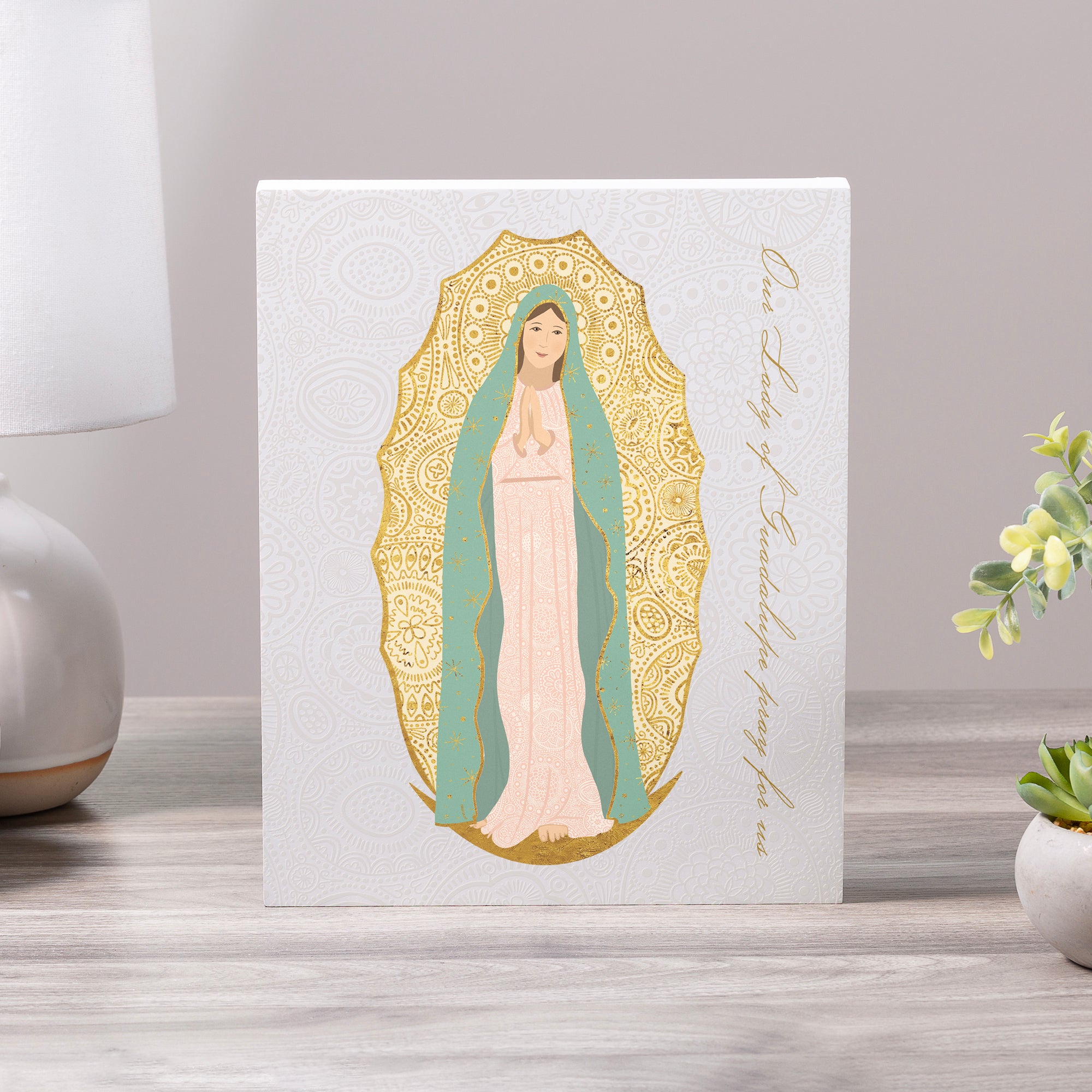 Our Lady of Guadalupe Toile Art Plaque - 8" x 10"