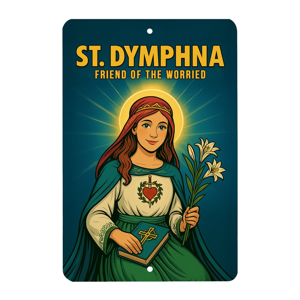 St. Dymphna Superhero Tin Sign