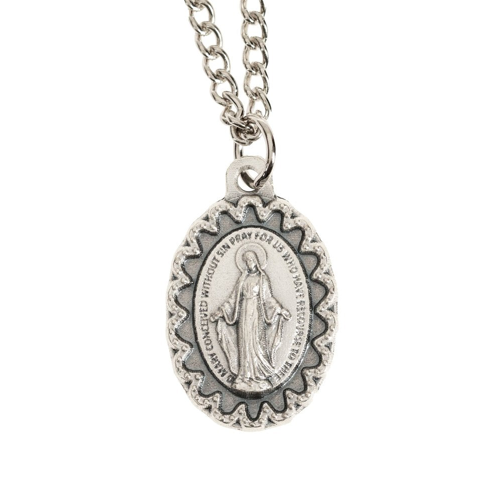 Scalloped Miraculous Medal Necklace