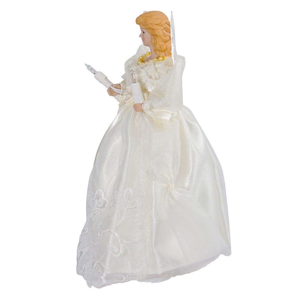 Illuminated Gold & Ivory Angel Tree Topper - 10.5"