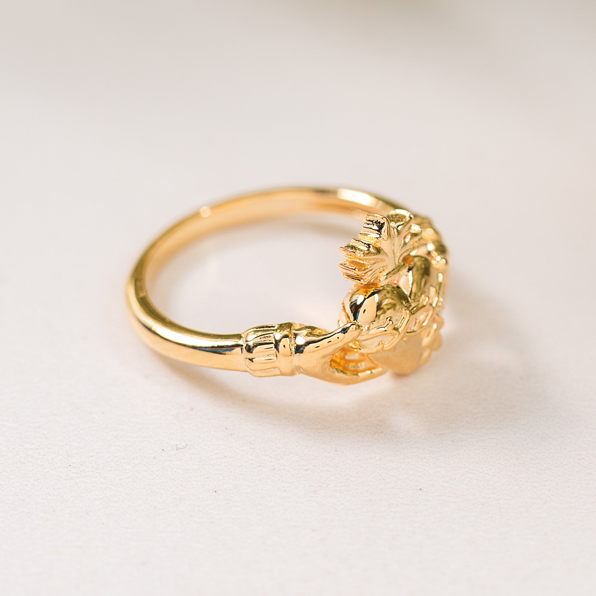 Gold Over Sterling Sacred Heart Claddagh Ring