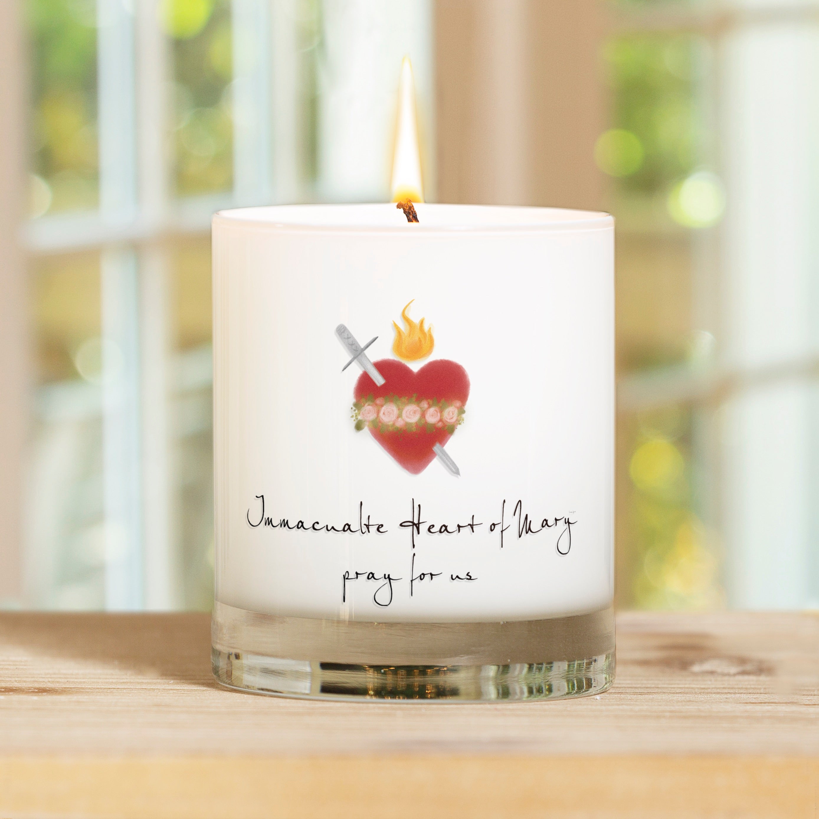 Immaculate Heart of Mary Watercolor Candle