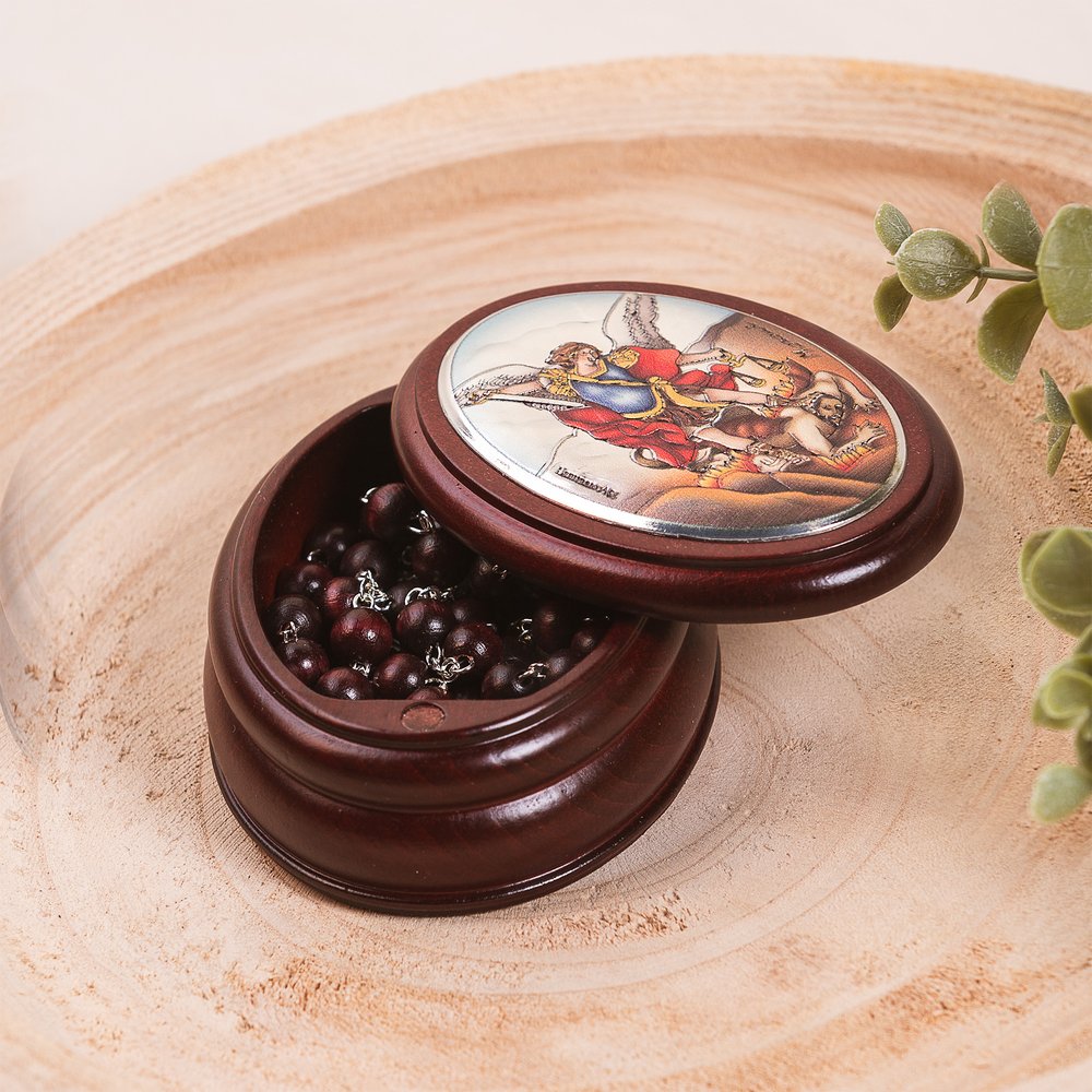 Italian St. Michael Rosary Box & Rosary Set