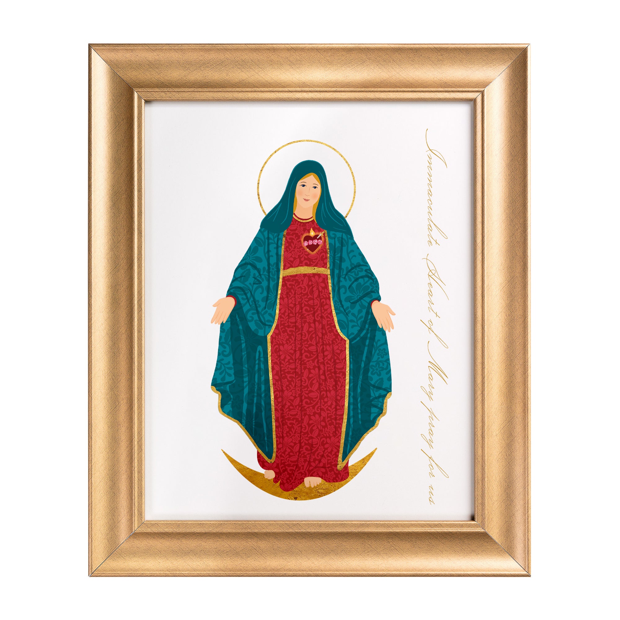 Immaculate Heart of Mary Toile Framed Art Print - 11" x 14"