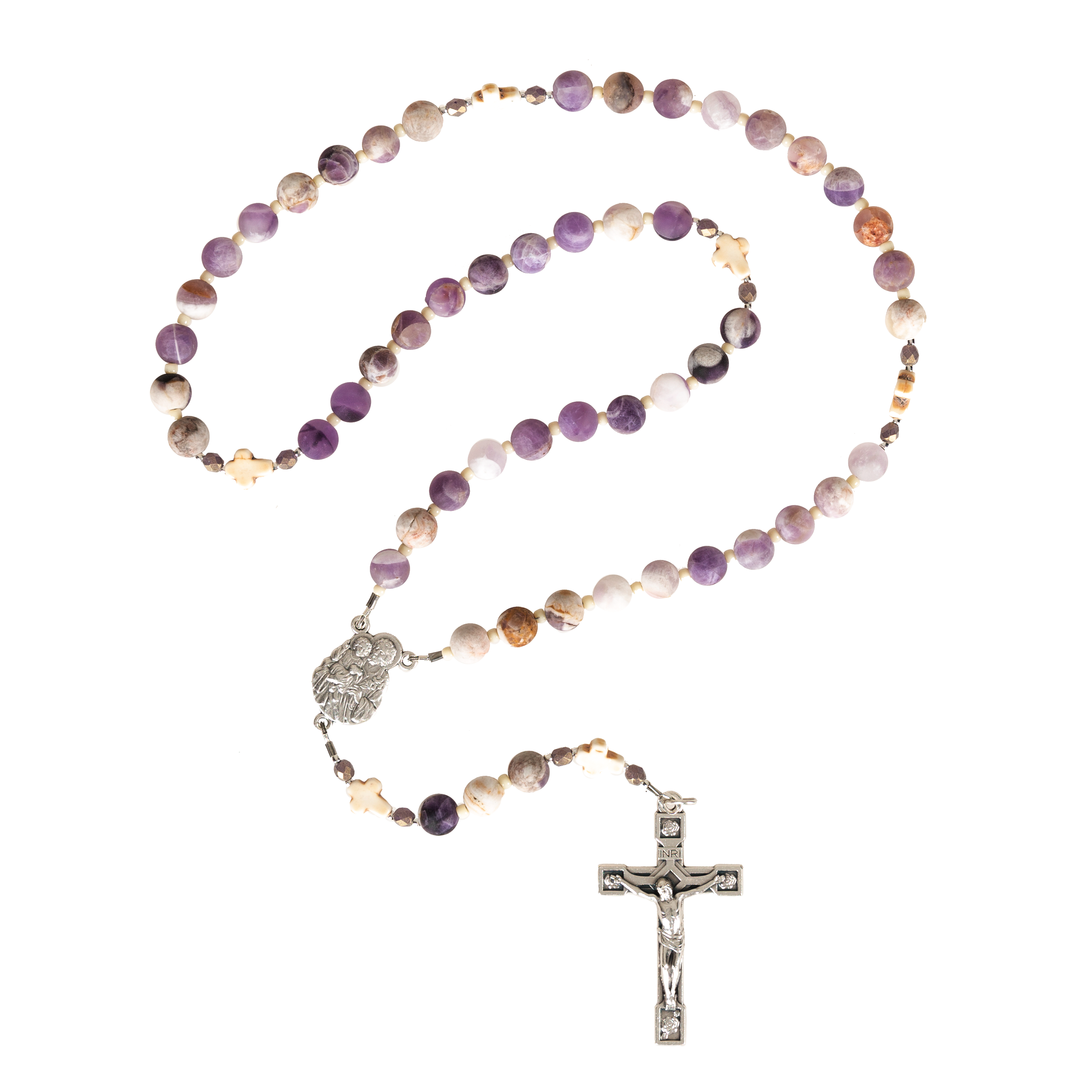 St Joseph Head of the Holy Family Natural Amethyst Rosary