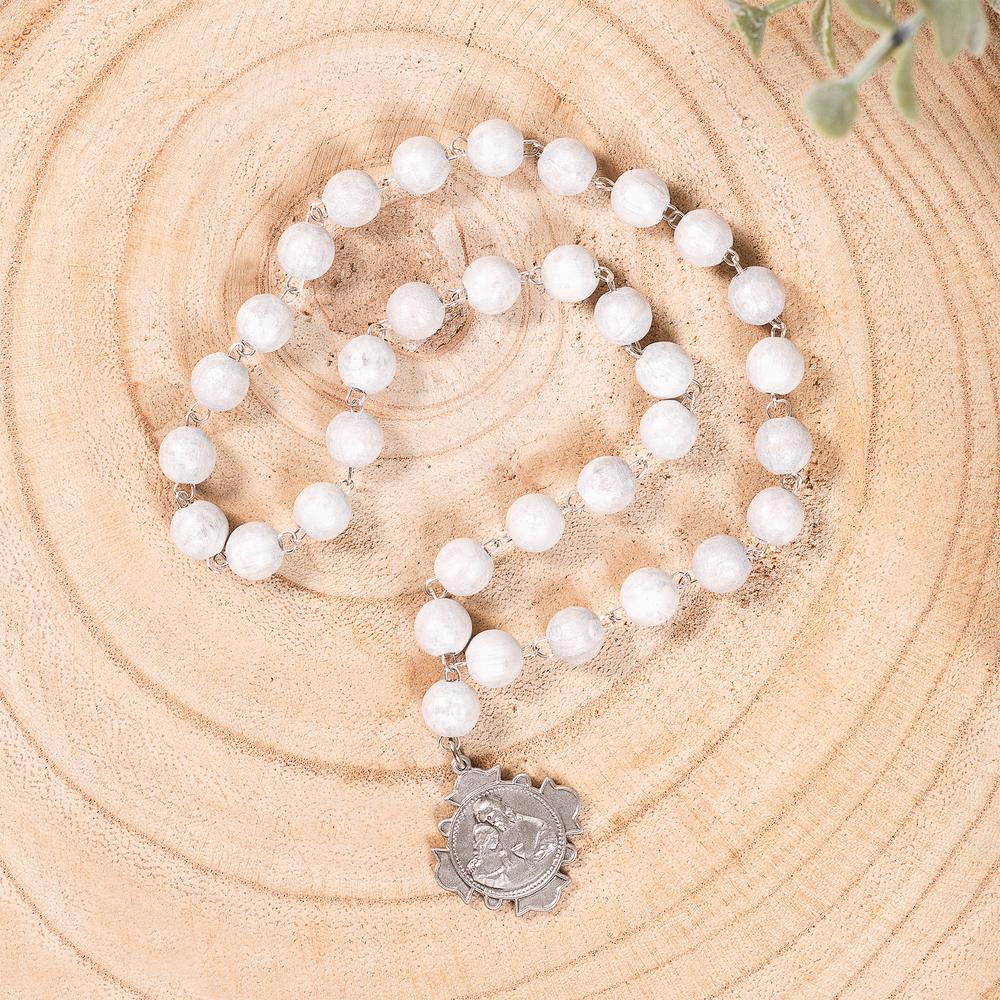 Gray Glass Blessed Sacrament Chaplet & Manual for Eucharistic Adoration (Gift Set)