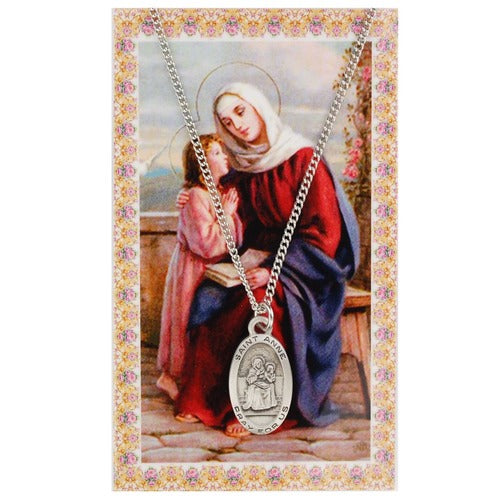 St. Anne Patron Saint Prayer Card w/ Medal
