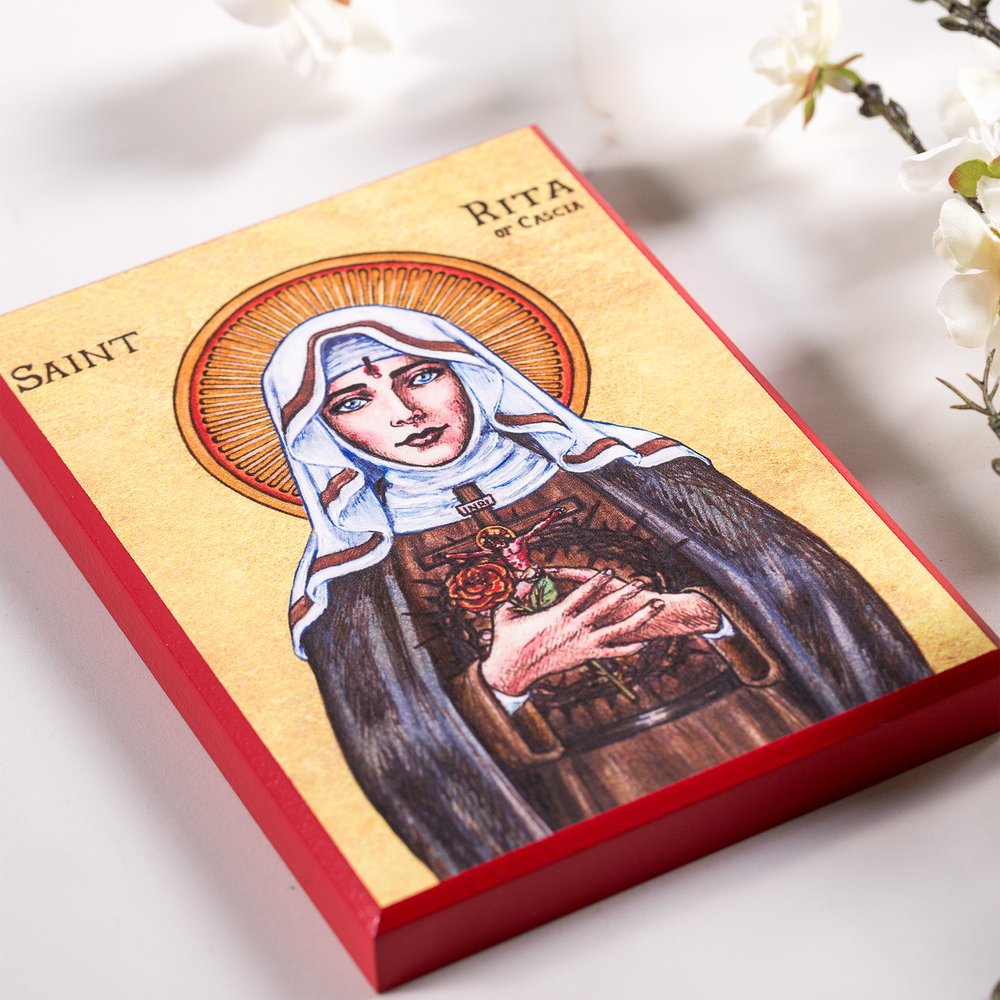 St. Rita Modern Icon Plaque - 5" x 7"