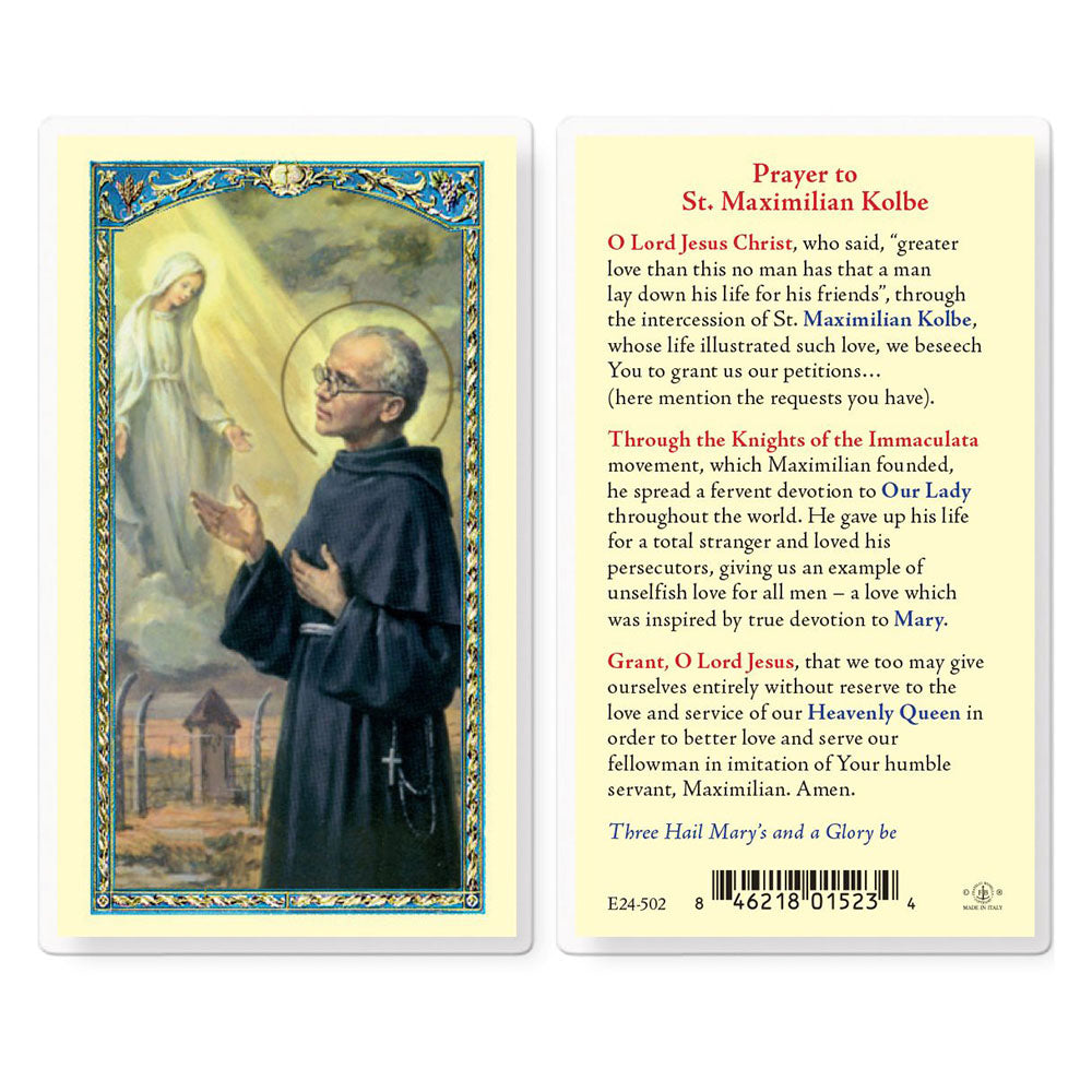 St. Maximilian Kolbe Prayer Card