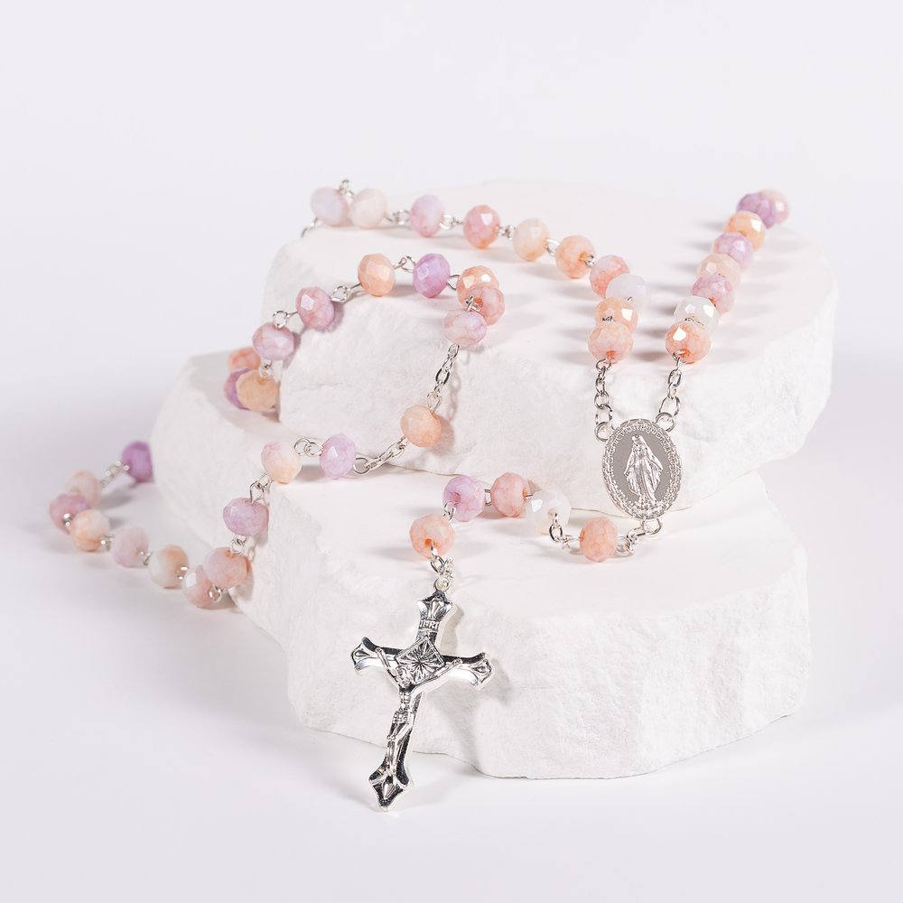 Pink Faceted Italian Glass Rosary