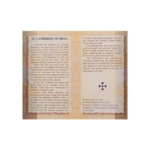 St. Catherine of Siena - Mini Lives of the Saints Folded Prayer Card