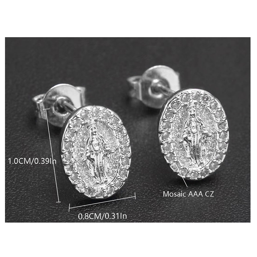 Petite Miraculous Medal CZ Stud Earrings | The Catholic Company®