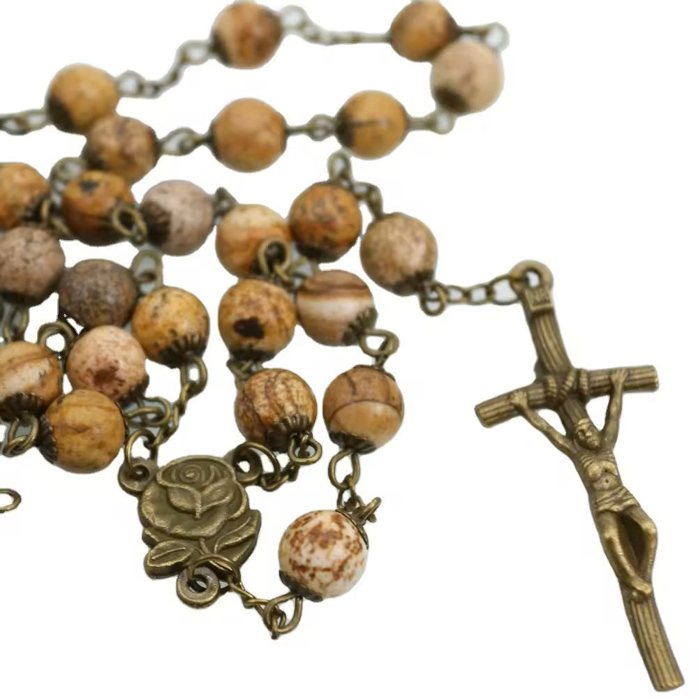 River Stone & Bronze Rosary