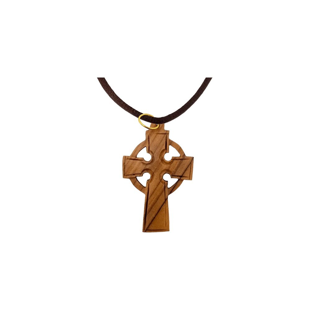 Olive Wood Celtic Cross Corded Necklace