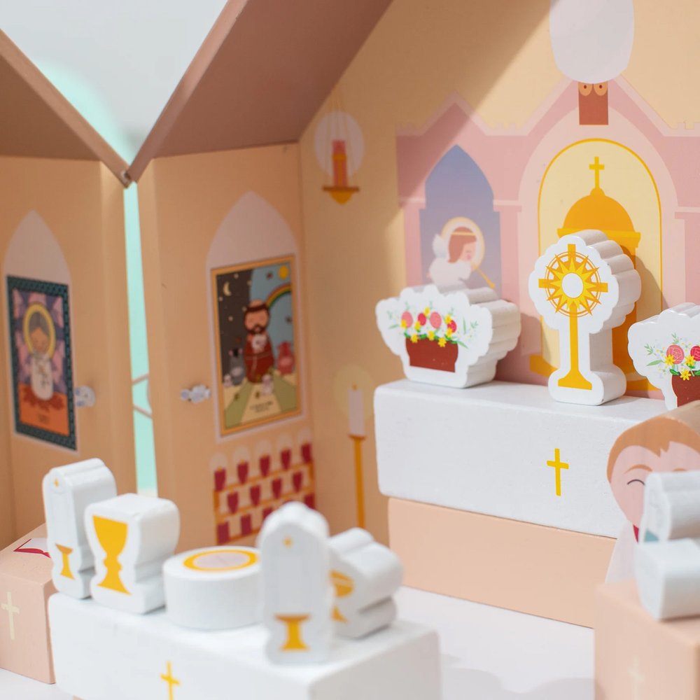 Kids Wooden Catholic Church Play Set