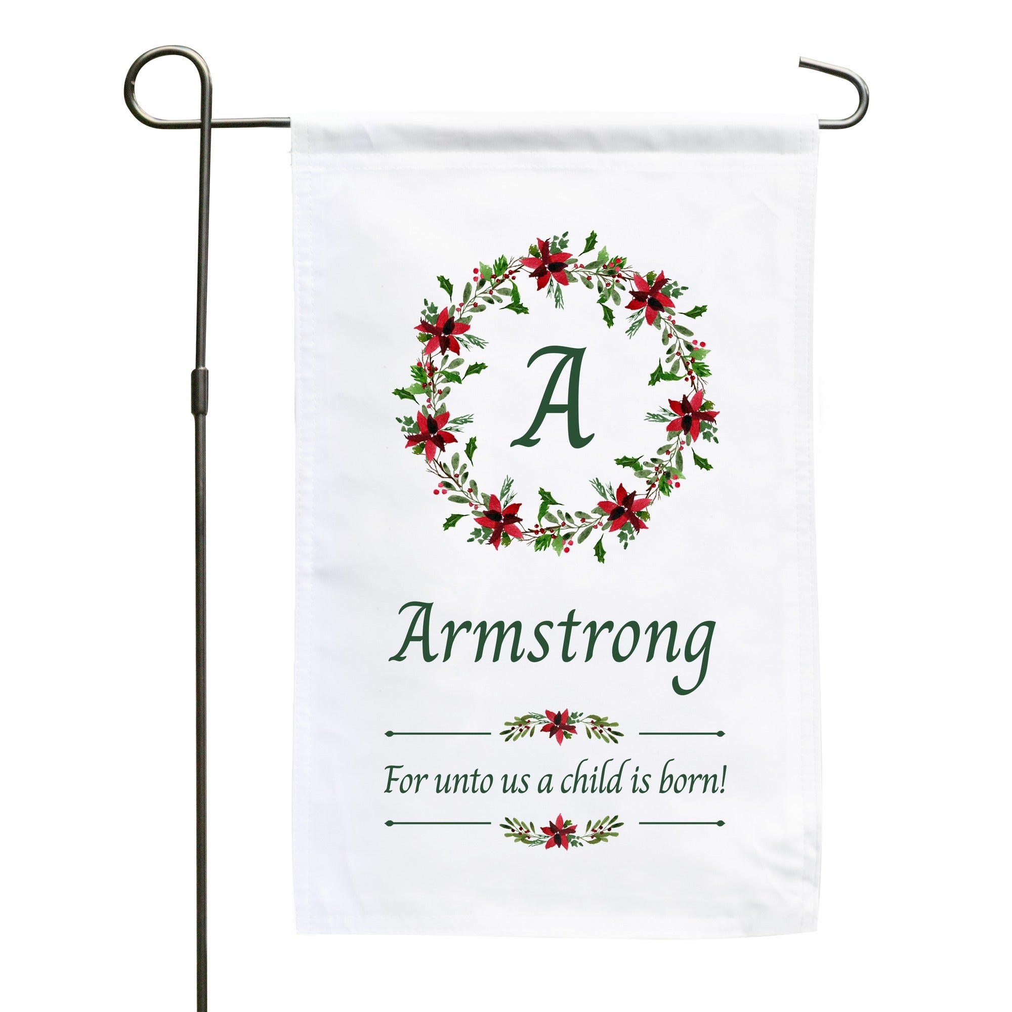 Personalized Christmas Wreath Flag