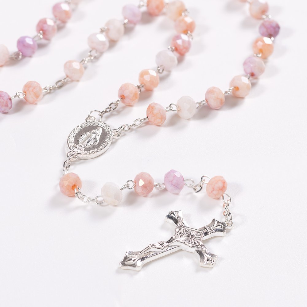 Pink Faceted Italian Glass Rosary
