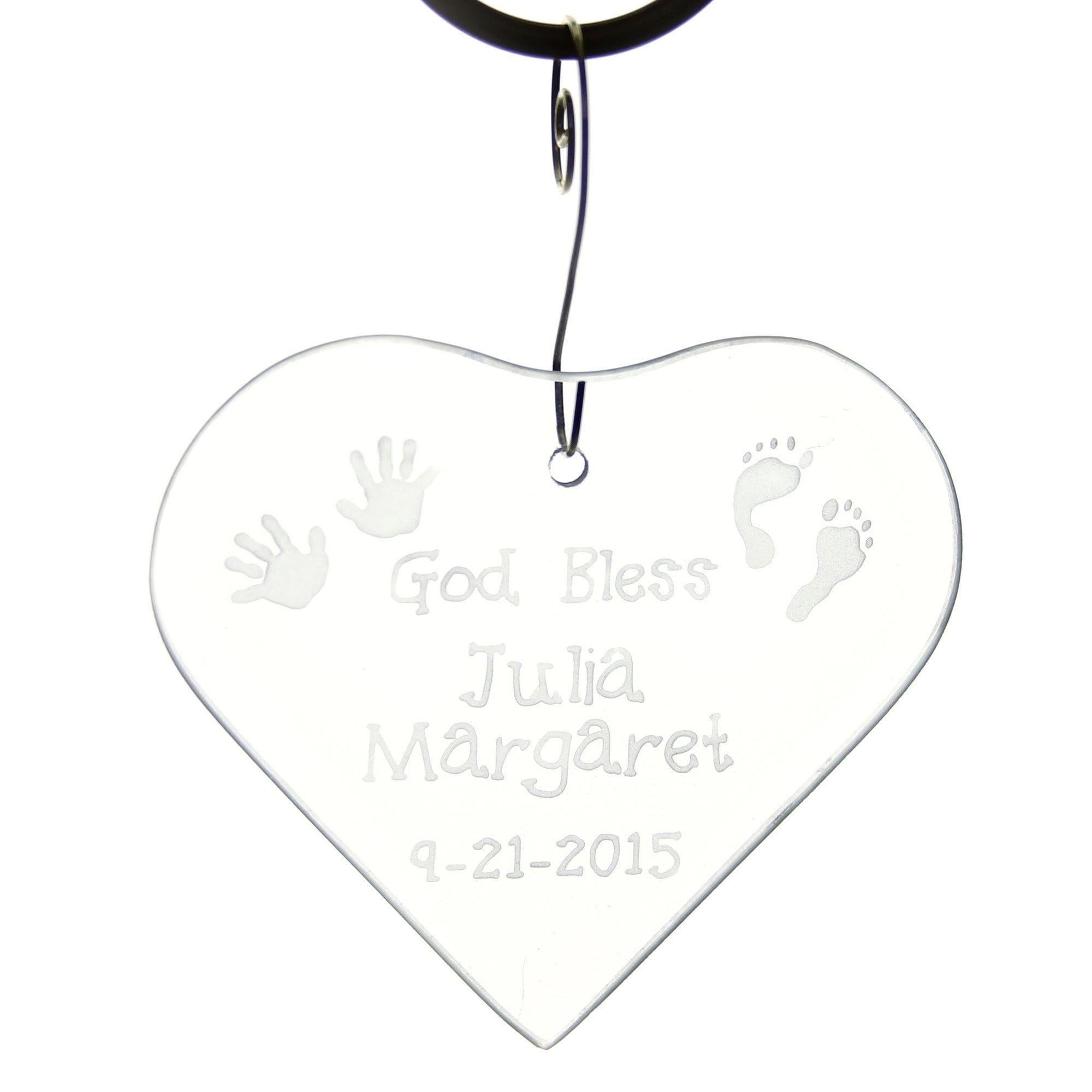Personalized God Bless Baby Glass Ornament