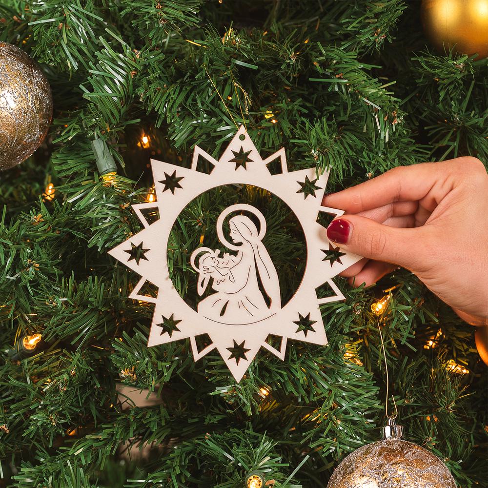 Laser Cut Star of Wonder Madonna & Child Ornament - 6"