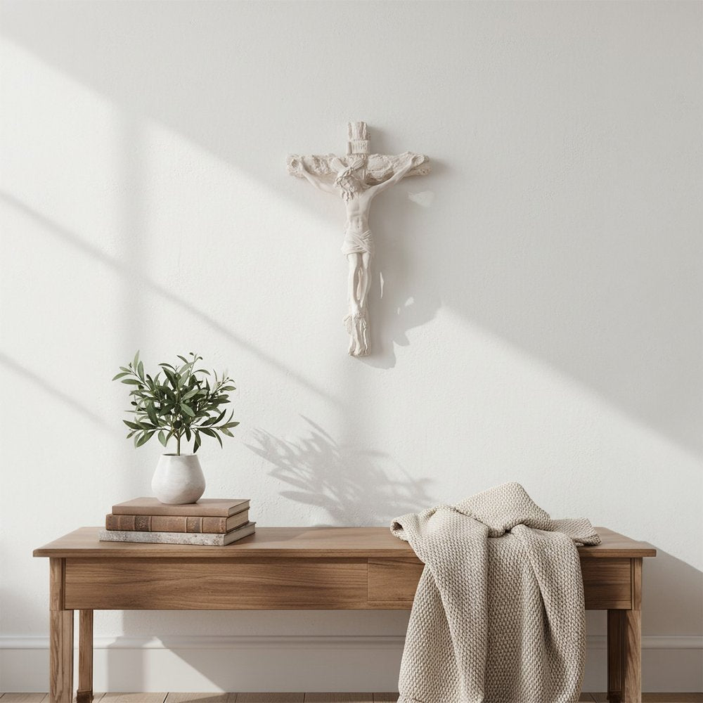 Ivory Wall Crucifix - 12.6"