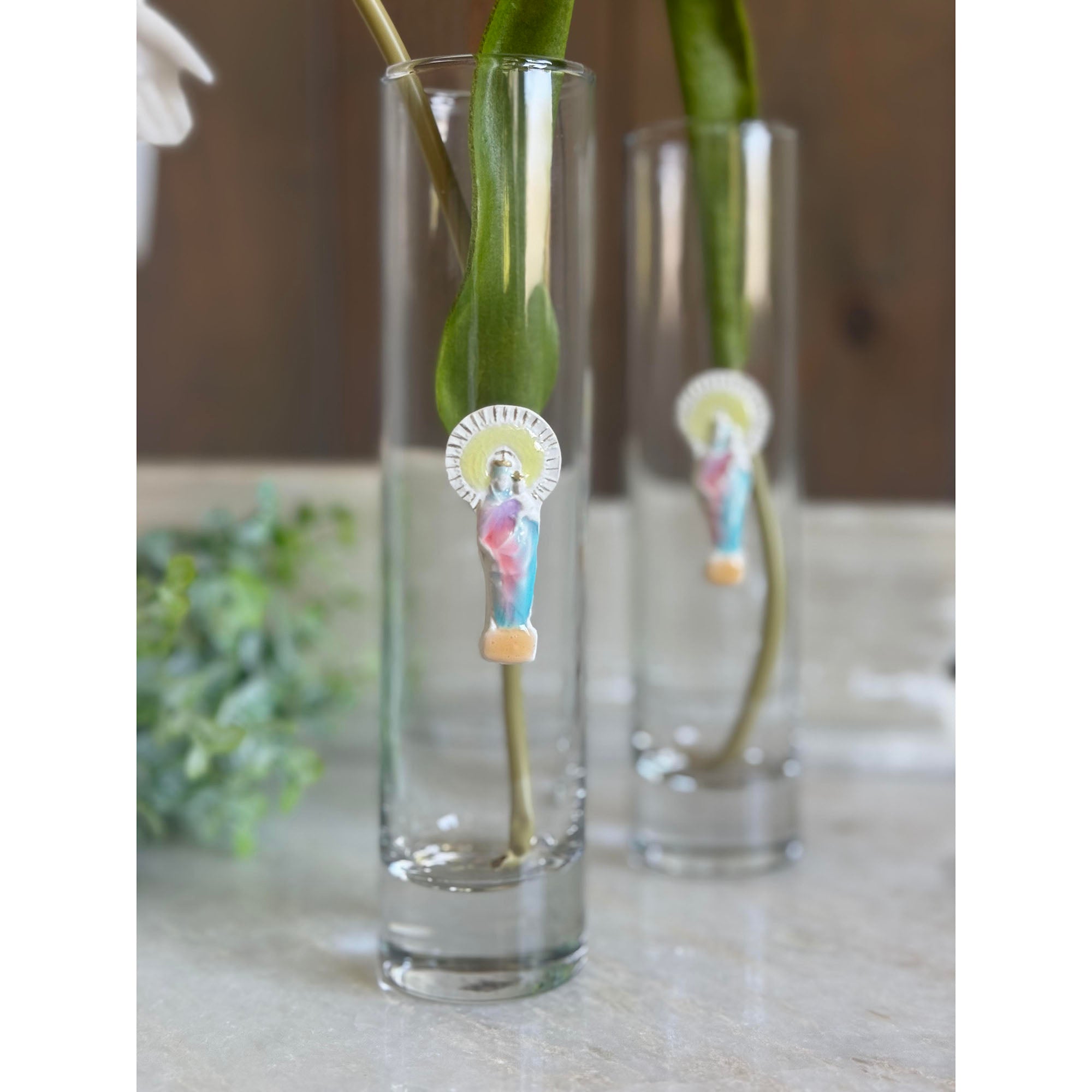 Handpainted Madonna & Child Bud Vase