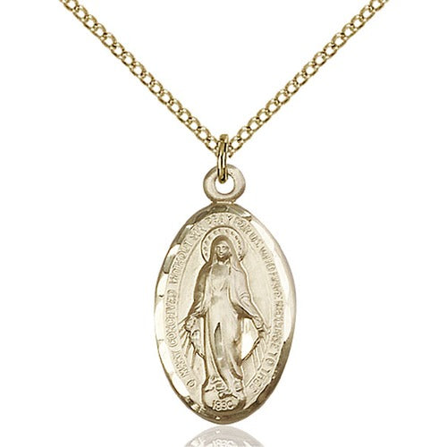 14kt Gold Filled Miraculous Medal Pendant 7/8 X 1/2 Inch
