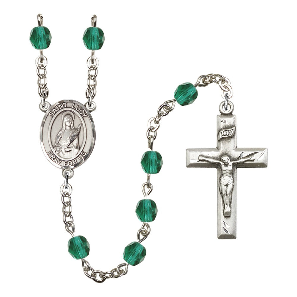 St. Lucy Teal December Rosary 6mm