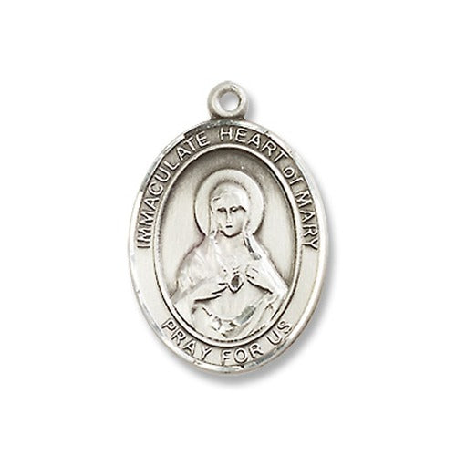 Sterling Silver Immaculate Heart of Mary Pendant w/ Chain