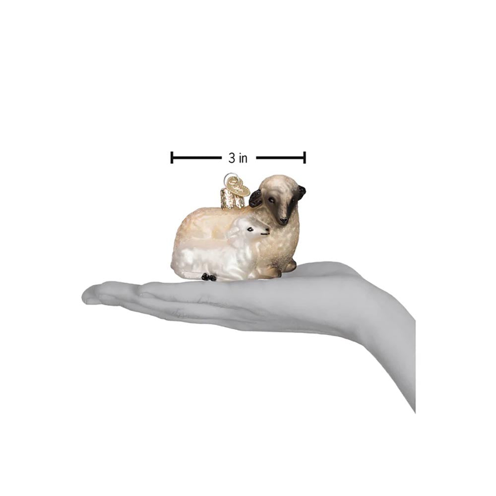 Sheep with Lamb Blown Glass Ornament