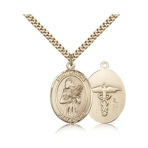 14kt Gold Filled St. Agatha Nurse Pendant w/ chain