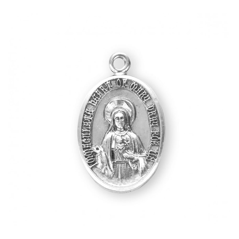 Petite Sterling Oval Immaculate Heart Necklace
