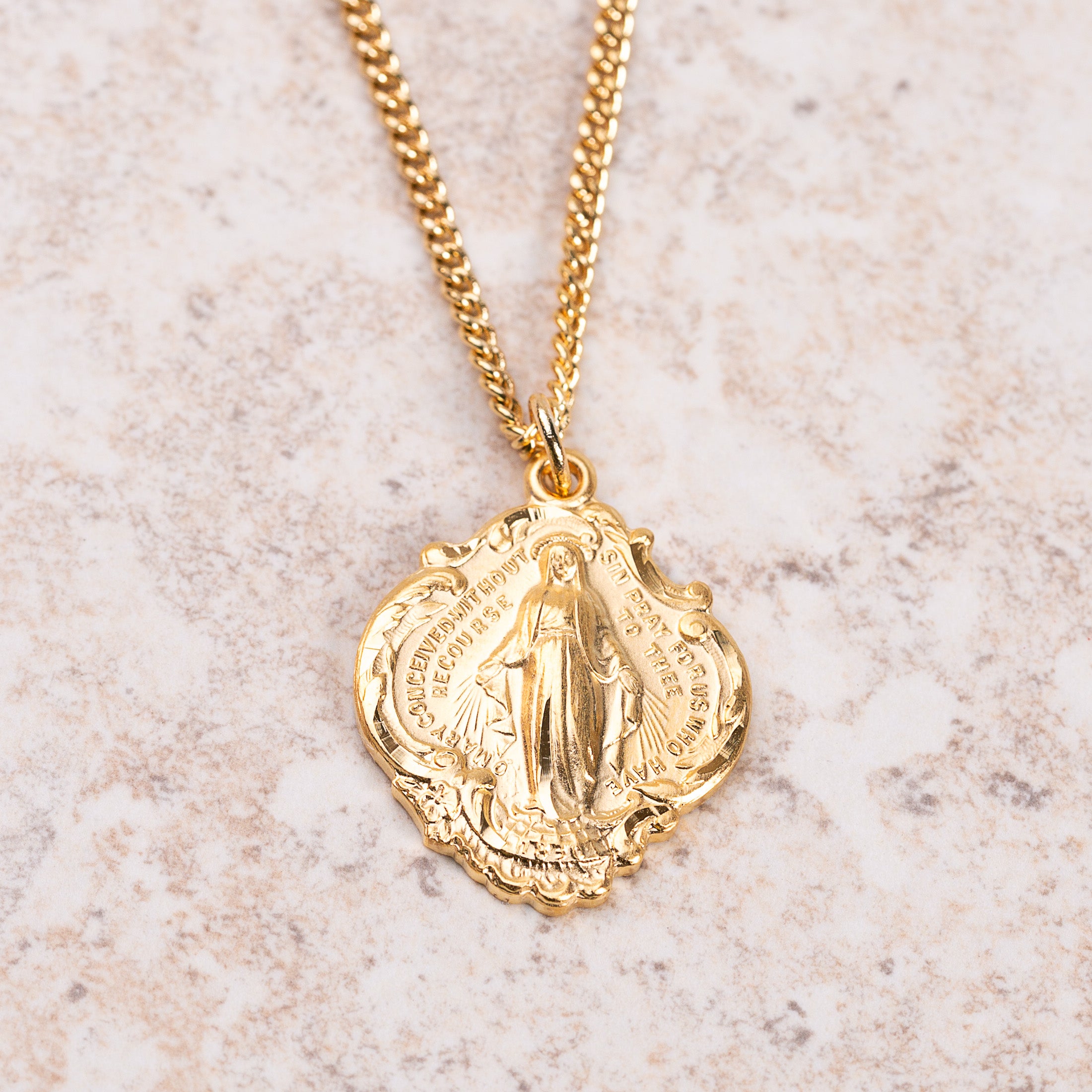 Gold Over Sterling Large Baroque Miraculous Medal