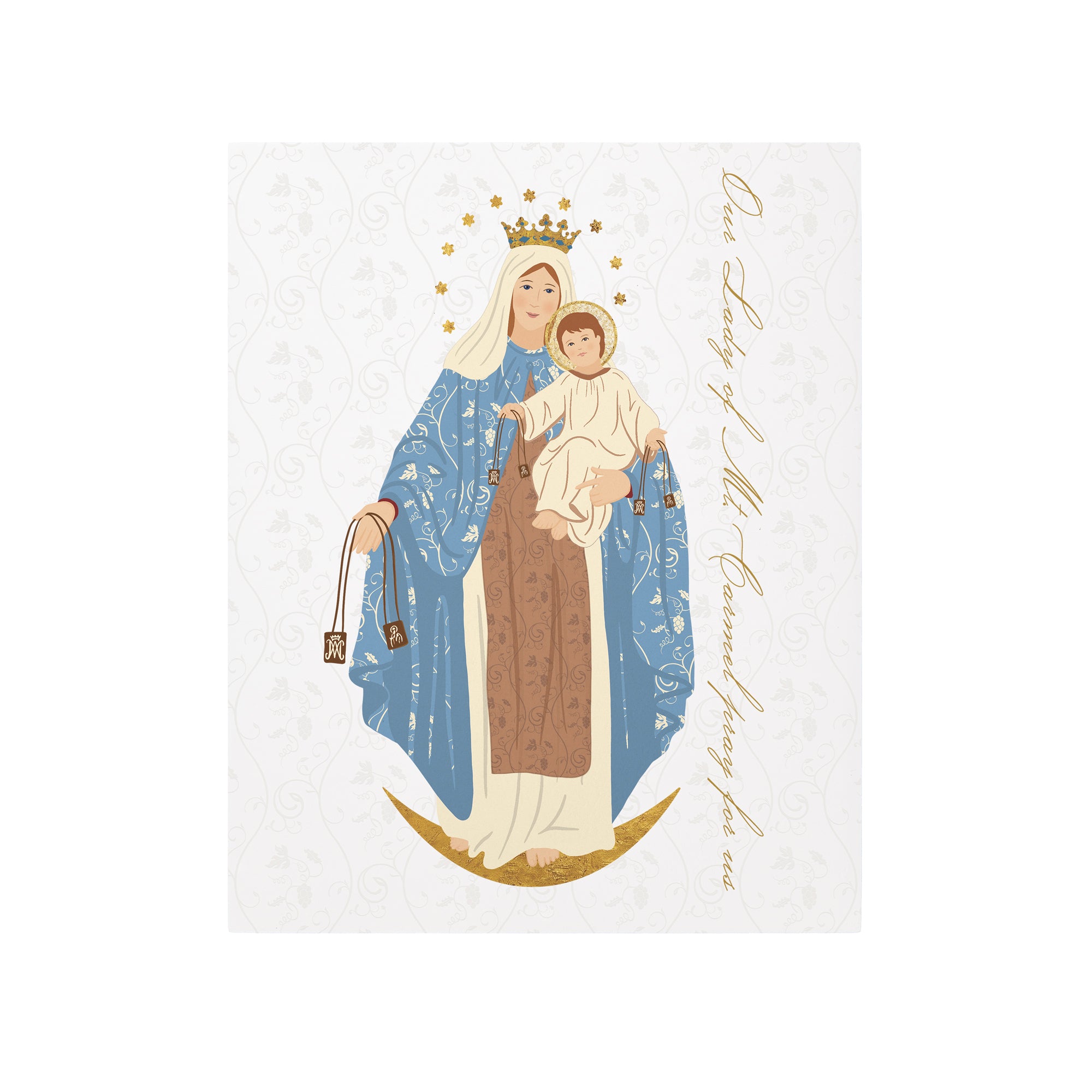 Our Lady of Mt. Carmel Toile Art Plaque - 8" x 10"