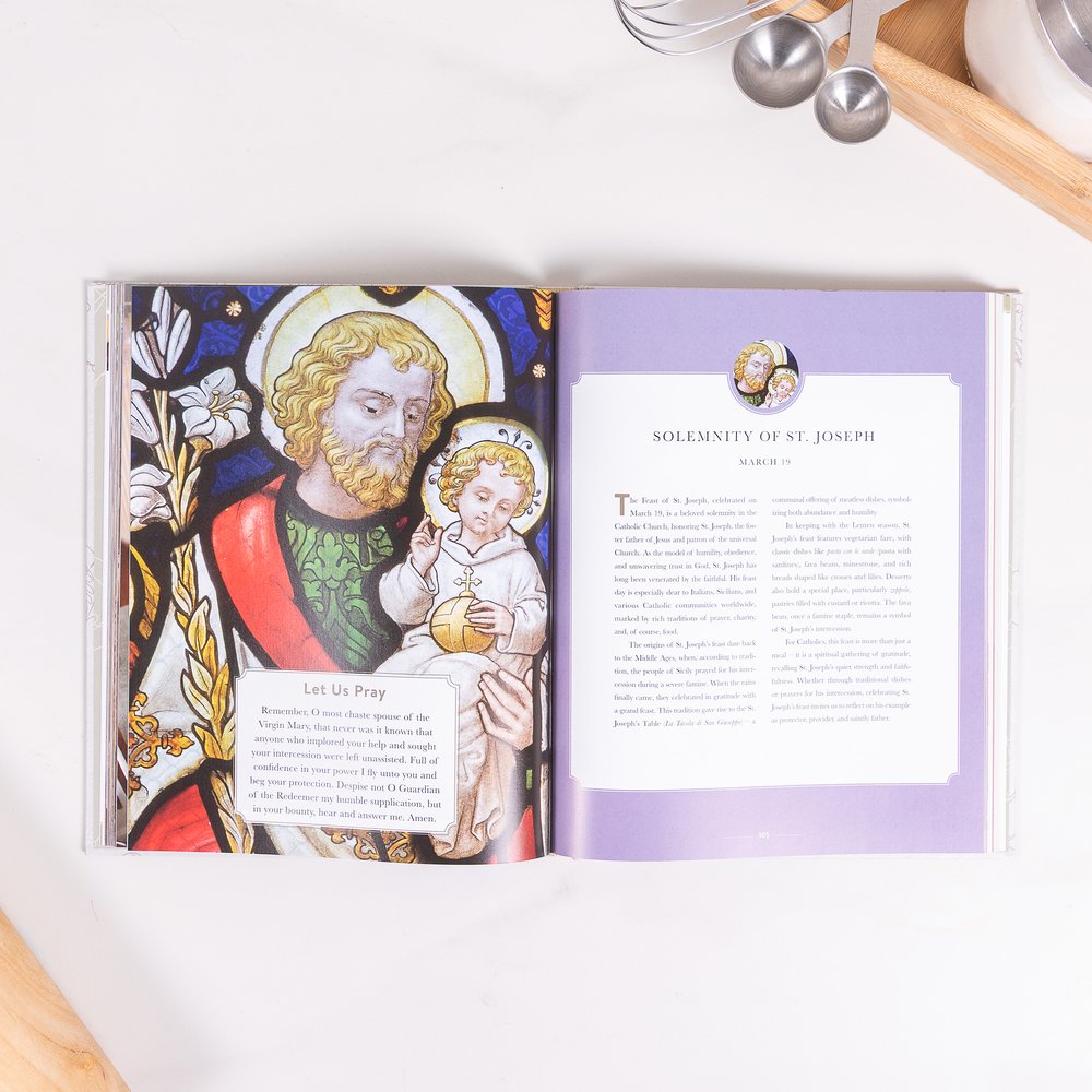 Catholic Feast Day Cookbook & Martha and Mary Kitchen Towel Gift Set