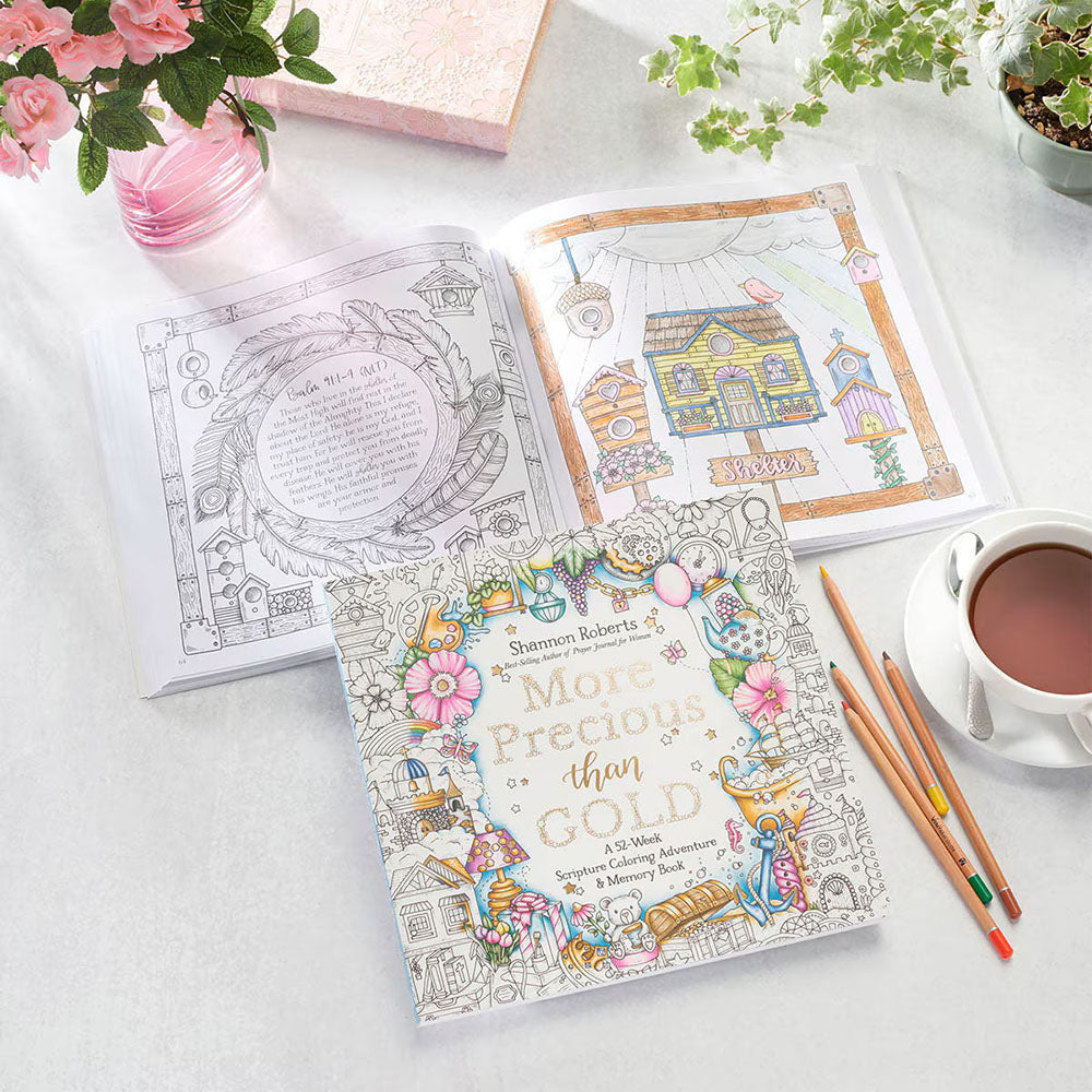 More Precious than Gold: A 52-Week Scripture Coloring Adventure and Memory Book