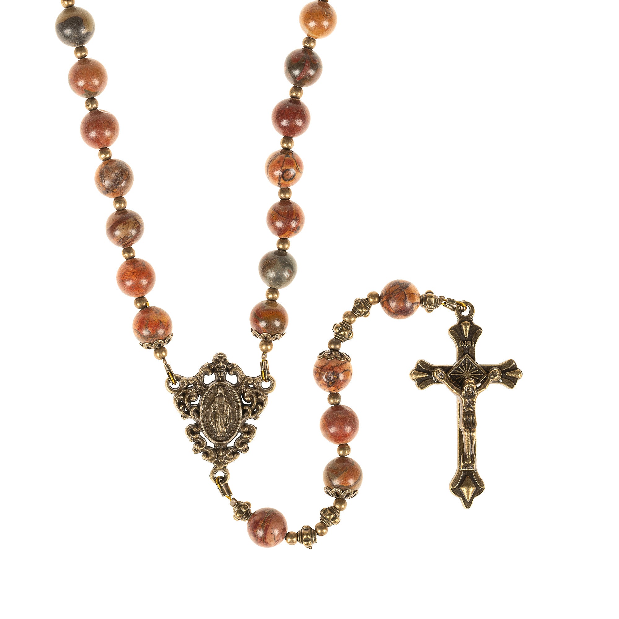 Antique Bronze & Red Turquoise Miraculous Rosary
