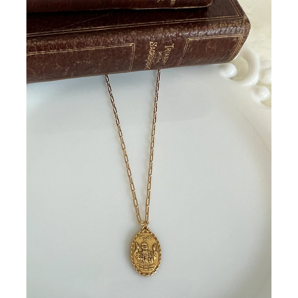 Pope Leo XIV & Guadalupe Paperclip Chain Necklace