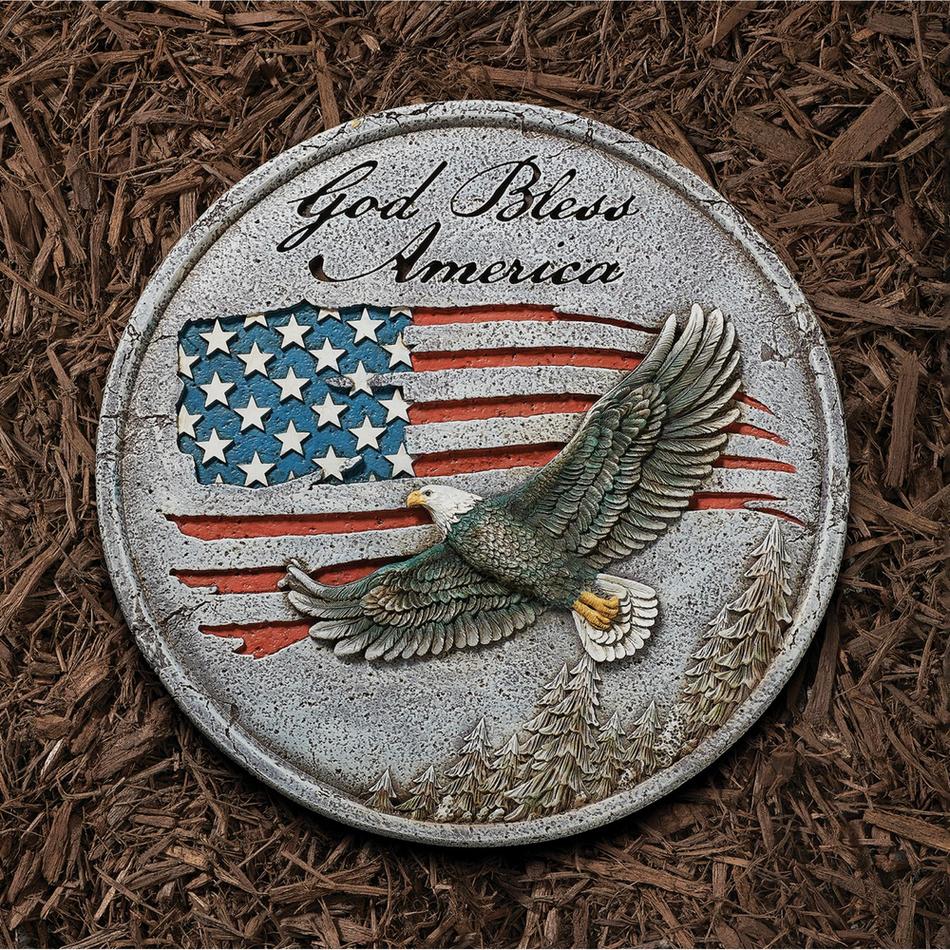 God Bless America Eagle & Flag Garden Stone - 12"