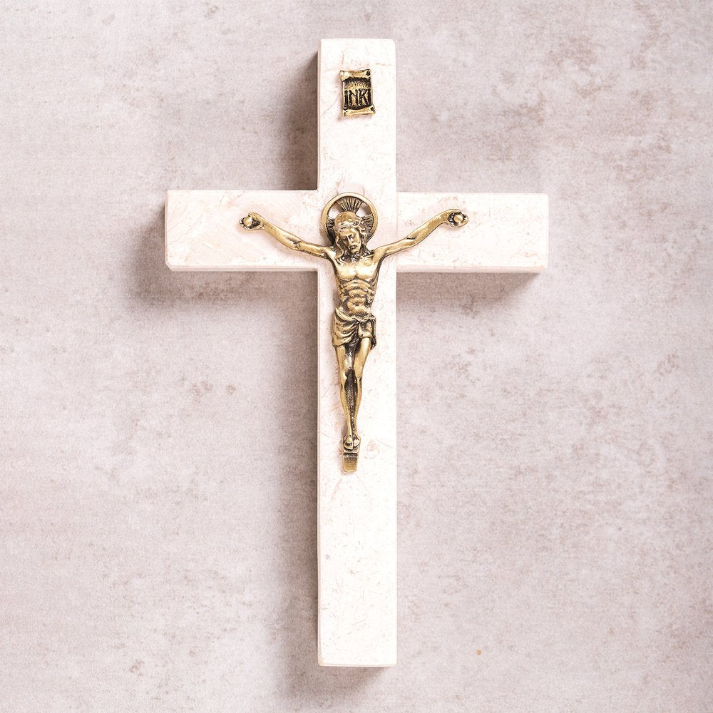 Bethlehem Stone & Antique Metal Crucifix