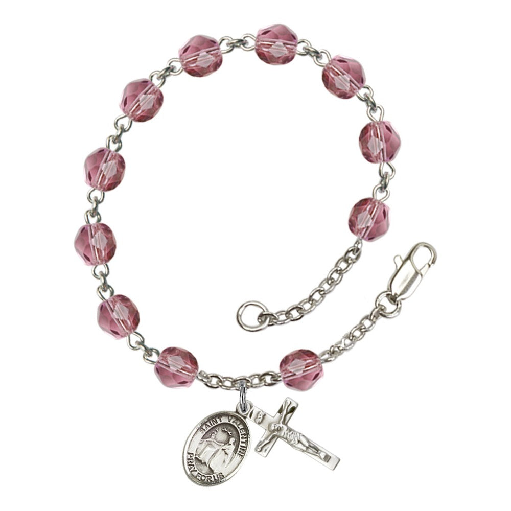 St. Valentine Of Rome Purple February Rosary Bracelet 6mm