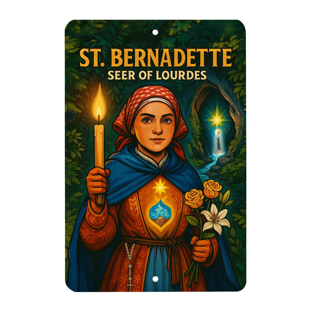 St. Bernadette Superhero Tin Sign